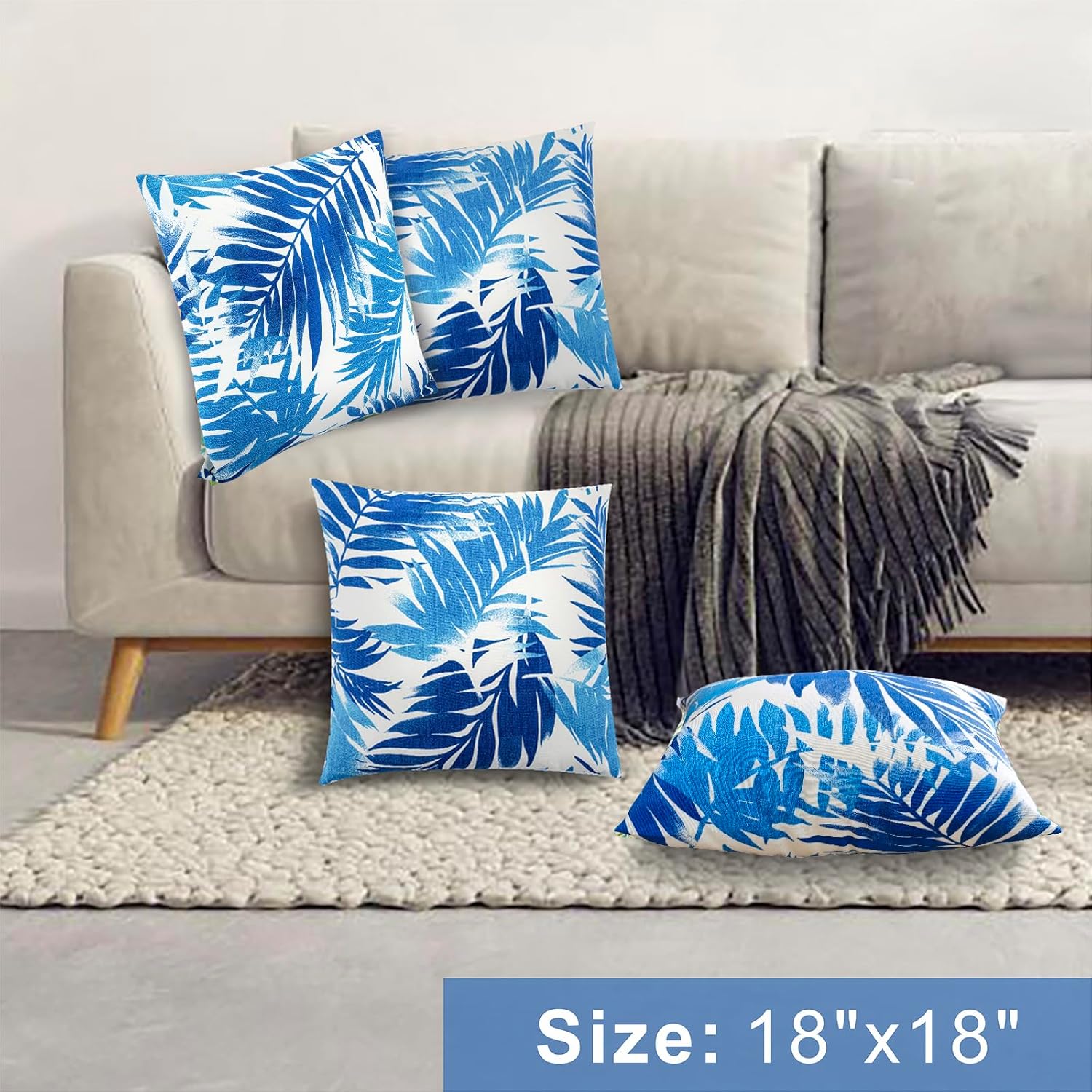 JMGBird Outdoor Pillows Waterproof Set of 4 Outdoor Throw Pillows with Insert Included 18×18 Inch Outdoor Decorative Pillows Water Resistant for Patio Garden Sofa Couch Bed