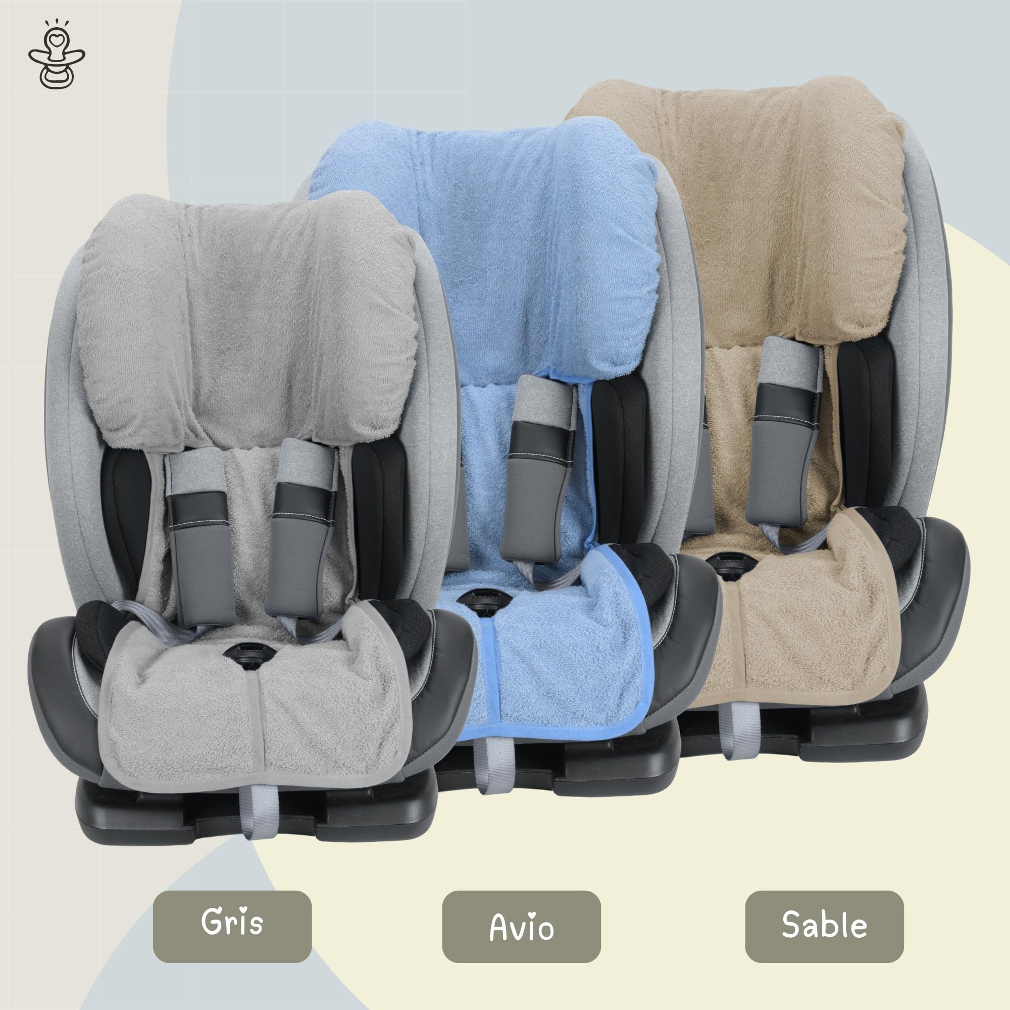 baby idea Housse siège Auto bébé Groupe 1/2/3 (9–36 kg) en éponge Coton 100% – Certifiée Oeko-Tex Standard 100 Respirante & Anti-Transpiration sans Rembourrage Fabriquée en Italie (Gris)