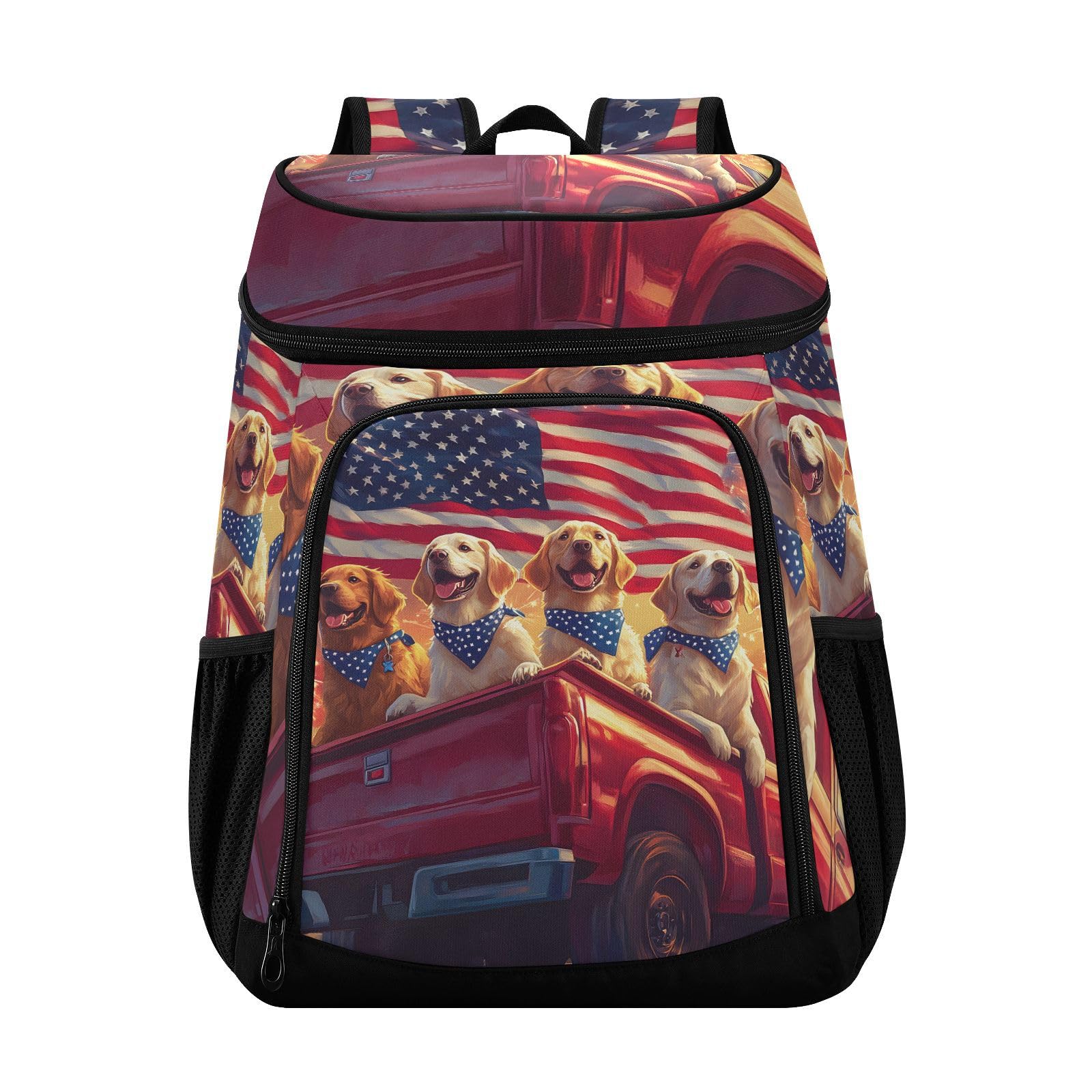 Dogs Inside American Flag Cooler Backpack Cooler Insulated Leak Proof Lunch Backpack 36 Cans Waterproof Soft for Men Women Picnic Hiking Camping Beach
