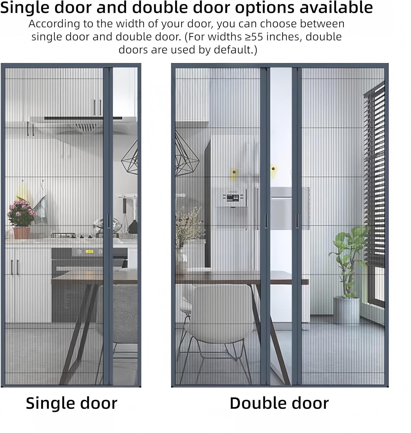 No-Drilling Retractable Sliding Screen Door,Heavy-Duty Aluminum Frame,Invisible Folding Screen Door,for Patio French Front Kitchen Bedroom Doors,Single/Double Door Fit,Customize Size (White Frame)