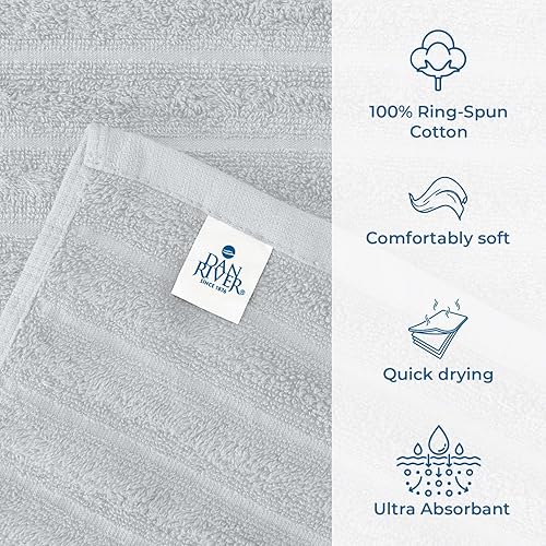 Vista 301 de DAN RIVER Paquete de 1 toalla de baño de 40 x 80 pulgadas, toallas de baño extragrandes de secado rápido para baño, toallas suaves y absorbentes