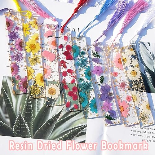 Miniatura 3 de Marcapáginas de flores secas de resina con borlas, flor prensada transparente para mujeres, margaritas epoxi, regalo de vacaciones para niños,