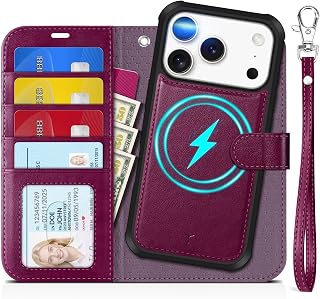 TUCCH Detachable Wallet Case for iPhone 18 Pro/17 Pro (6.3"), Plum Purple