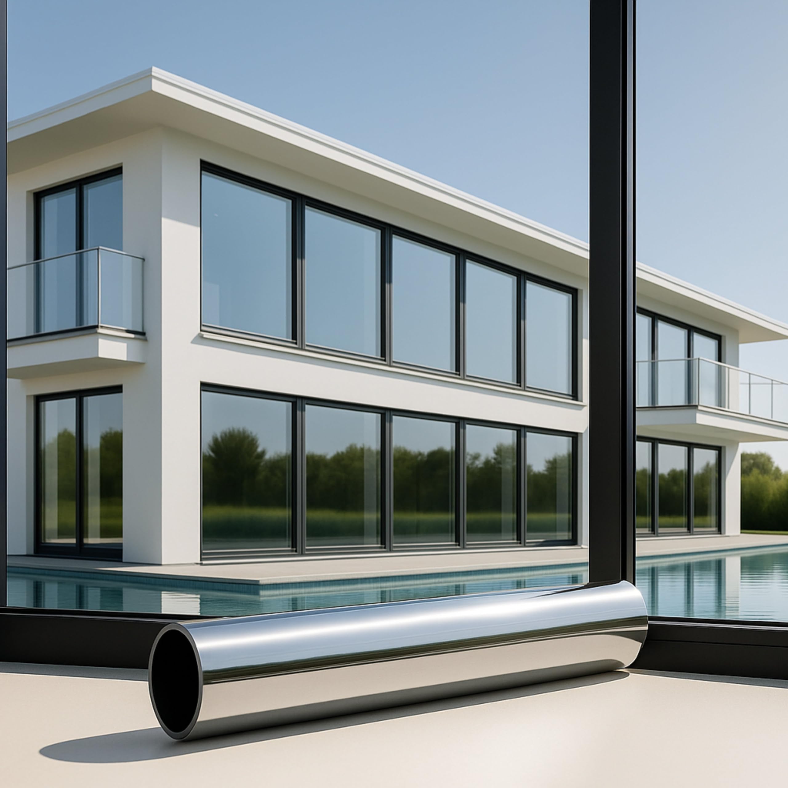 MARAPON® Window Film Sun Protection Exterior Without Residue [90 x 200 cm] Includes Professional eBook - Mirror Film Window Privacy Screen - Sun Protection Window - Darkening Roof Window