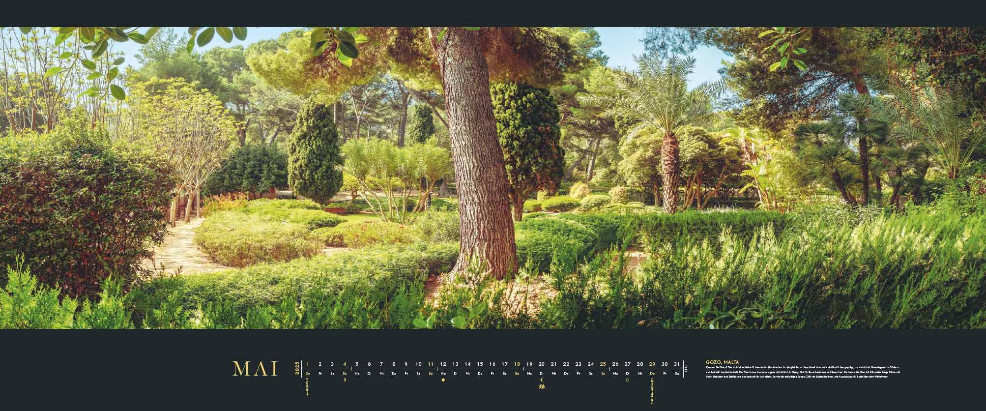 GEO Panorama 2025 - Calendario da parete con paesaggi da giardino, extra largo, 120 x 50 cm