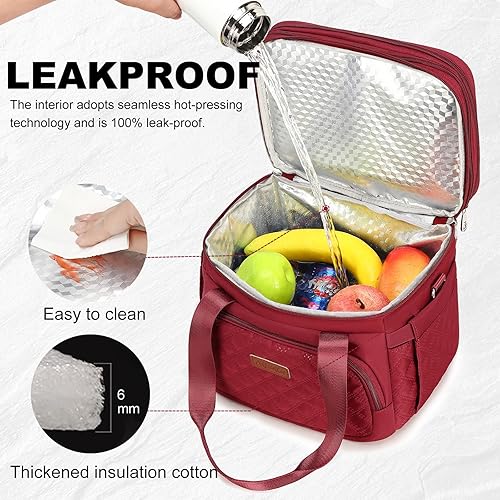 Miniatura 4 de Bolsa de almuerzo para mujer, lonchera de trabajo, bolsa de almuerzo aislada, bolsa grande expandible a prueba de fugas, bolsa de almuerzo para