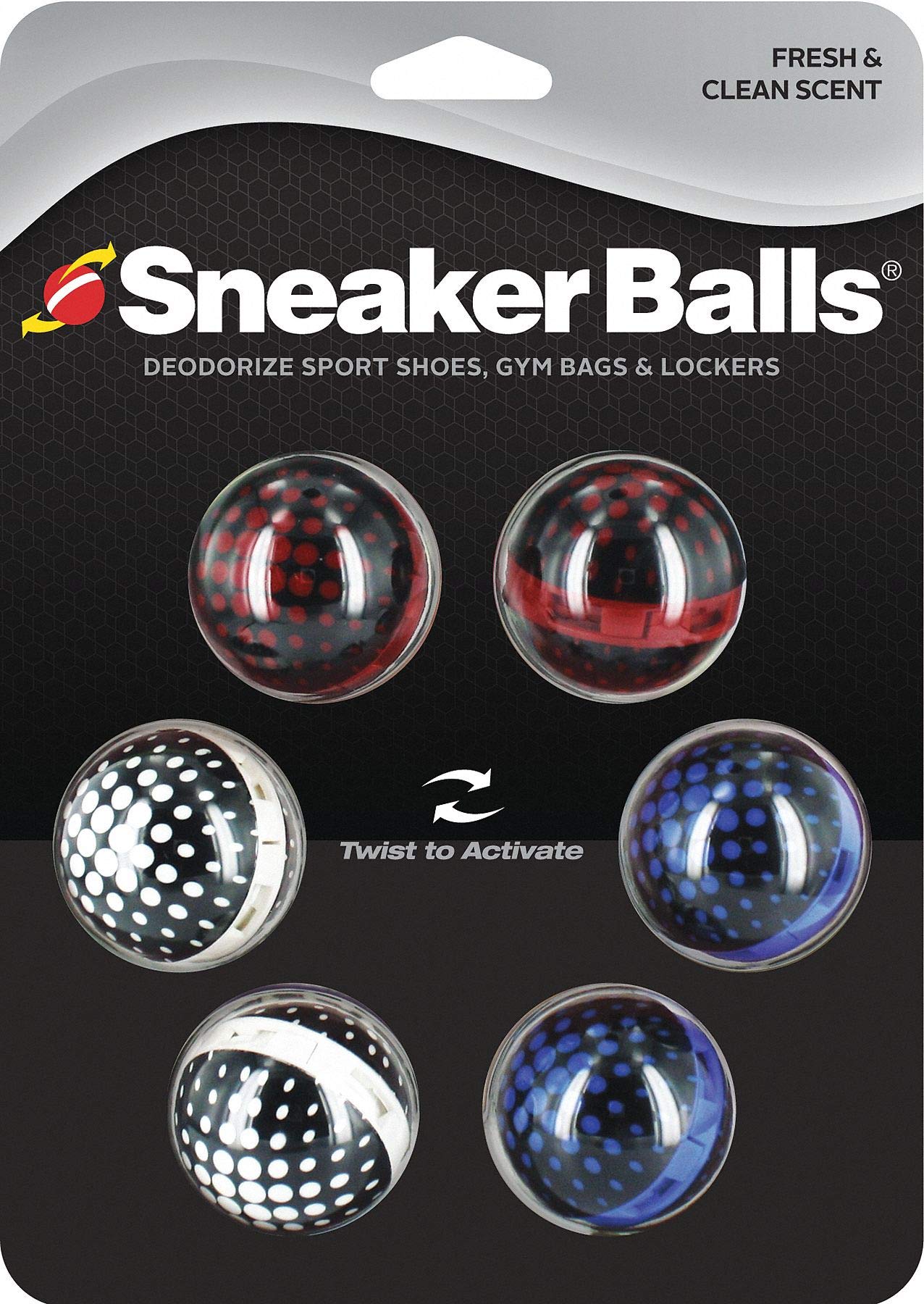 IMPLUS FOOTCAREShoe Deodorizer, Ball, Plastic, Fresh, Black, White, Red, Blue