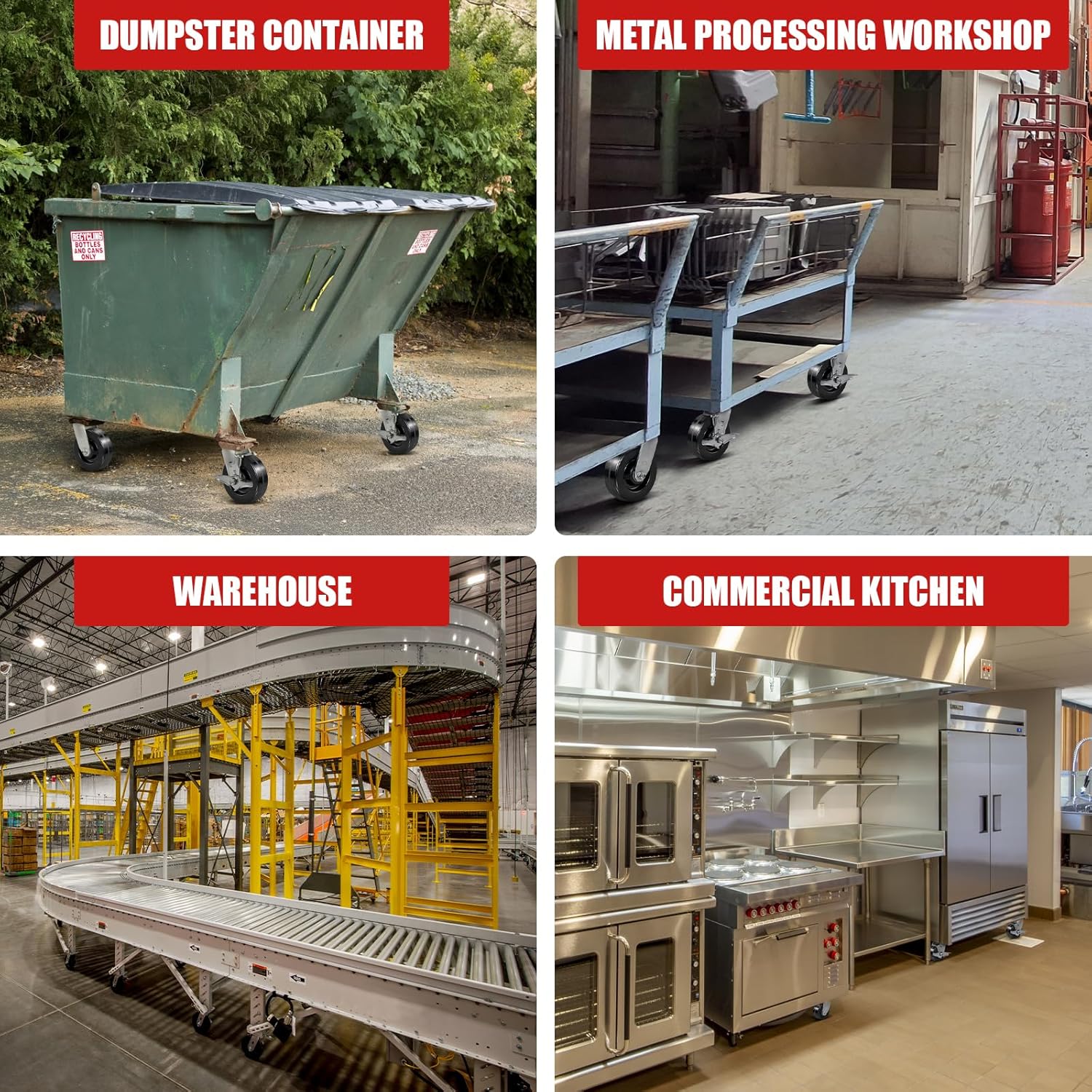 Caster Wheels 5" x 2" Heavy Duty Industrial Casters, Rigid, Black Non-Marking Phenolic Wheel, Load Capacity 1000 lbs (2Pack)