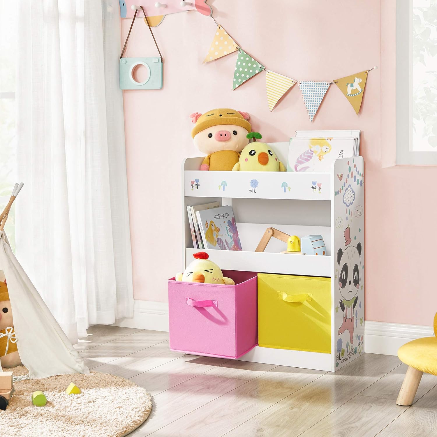 SONGMICS Toy and Book Organiser for Kids, MultiFunctional Storage Unit