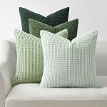 Topfinel Fall Burnt Orange Decorative Throw Pillows Covers 18x18 Inch Set of 4,Yellow Green Gradient Series Corduroy Striped Square Pillow Case,Western Modern Cushion Cover for Couch Sofa Bedroom