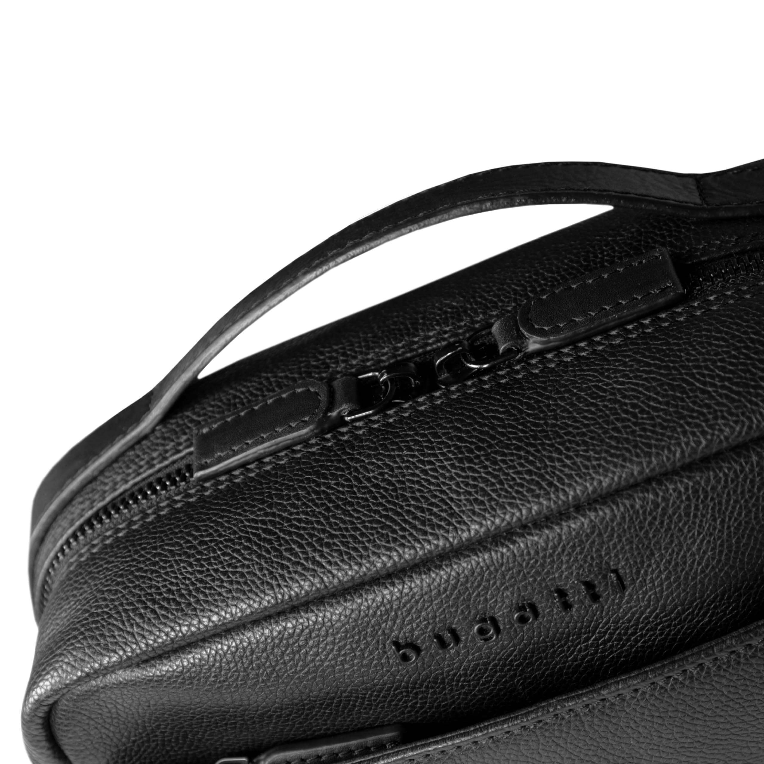 bugatti Black borsa da toilette in pelle – ideale per viaggi, vacanze e brevi soggiorni - Nera