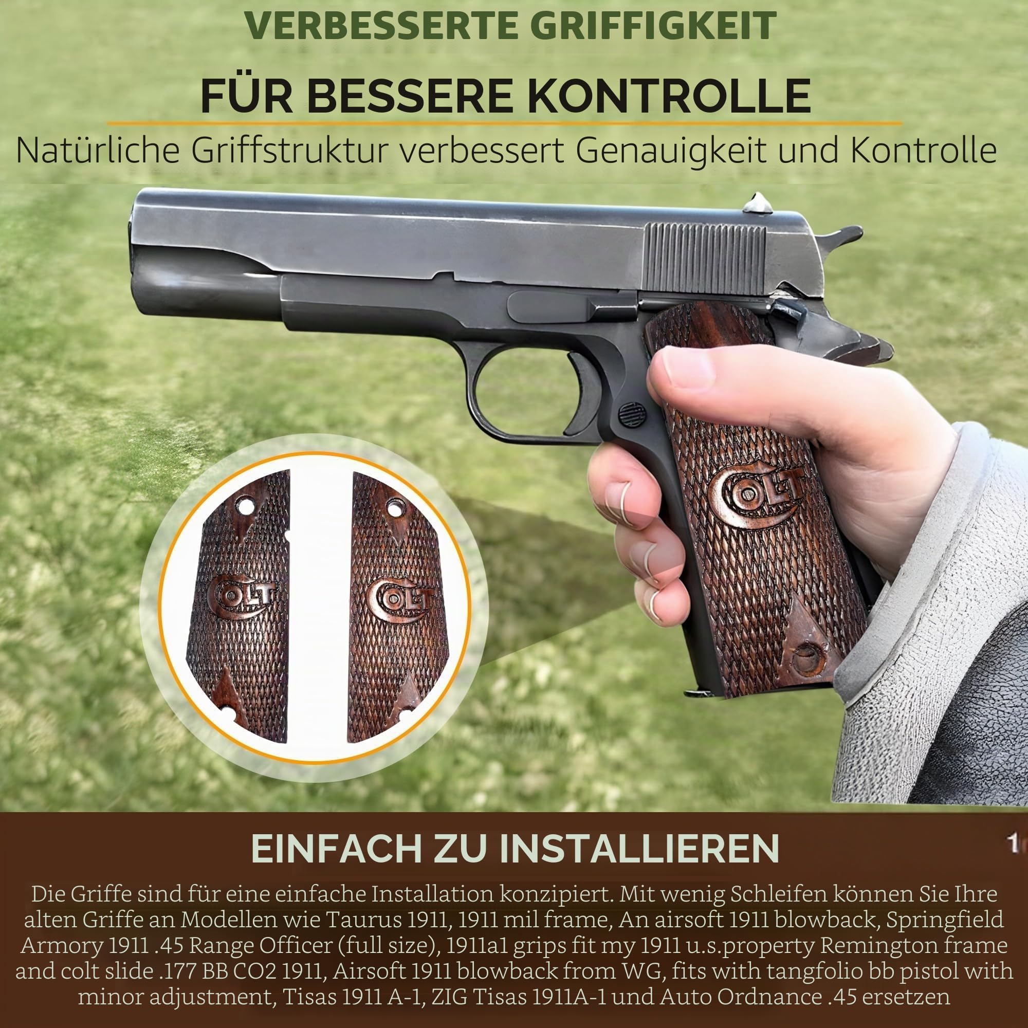 WWII US M1911/1911 .45 Holzgriffe – Reproduktion (Colt)
