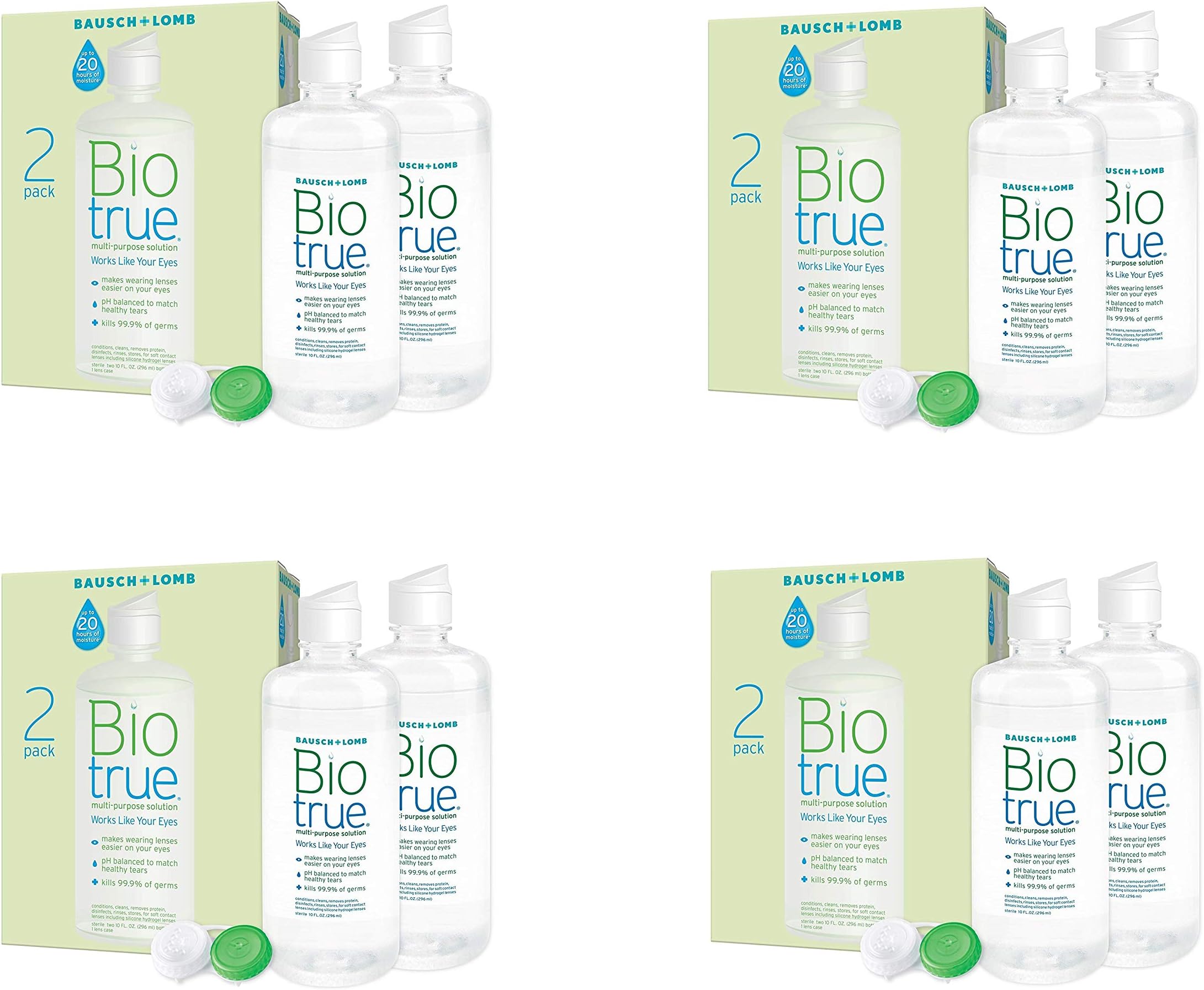Biotrue Contact Lens Solution for Soft Contact Lenses, Multi-Purpose, 10 oz, (2 Count) - 4 Pack