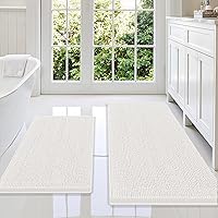 Vista 133 de Smiry - Juego de alfombras de baño de 2 piezas, suaves, absorbentes, de felpilla, lavables a máquina, antideslizantes, para bañera, ducha y piso Gris