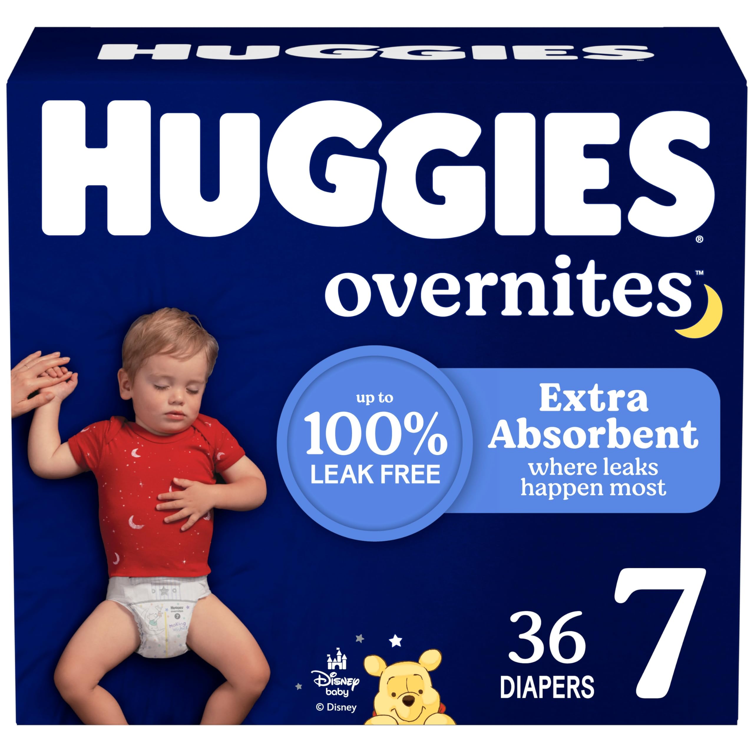 Huggies Overnites Size 7 Overnight Diapers (41+ lbs), 36 Ct, Packaging May Vary
