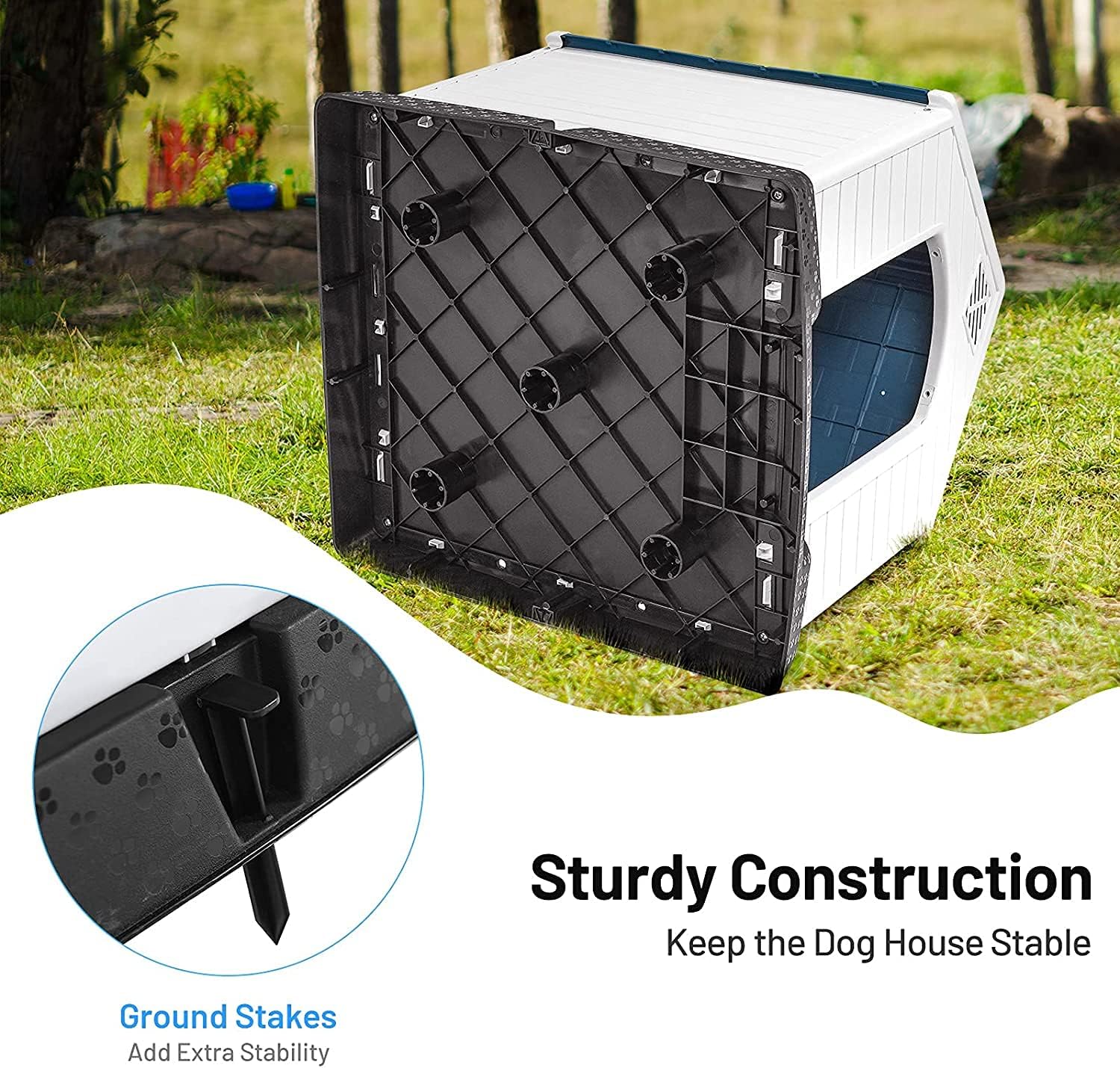 Dog House Outdoor Indoor for Medium Dogs 34x33x31 Inches Durable Waterproof with Air Vents & Elevated Floor Pet Dog Houses Doghouse - Easy to Assemble Puppy Shelter Kennel for Outside, Backyards : Pet Supplies