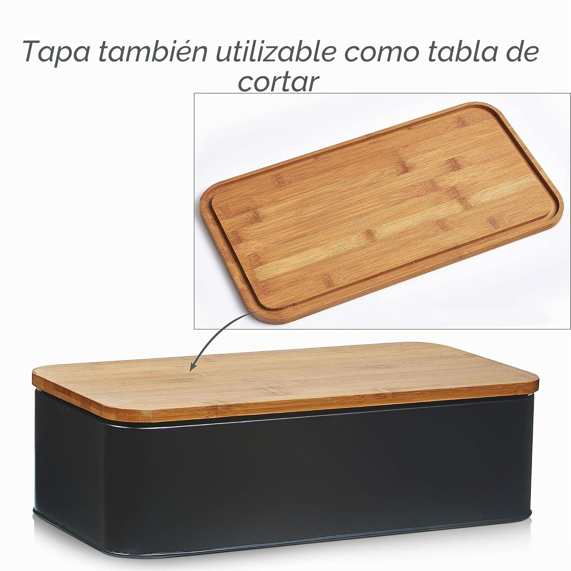 Zeller 25377 - Panera de Metal, Metal, Negro, 42,5 x 23 x 13 cm