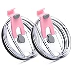 Prurex 20oz Tumbler Lids,Replacement Lid for 20 oz Yeti Tumbler,Old Style Rtic and More,2 Pack Spill-proof Lids,Covers for 20 Ounce Tumbler,Cup(Pink)