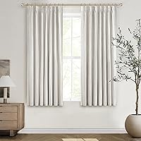 Vista 11 de Cortinas opacas térmicas 100% de 84 pulgadas de longitud, juego de 2 paneles para dormitorio, cortinas de ventana de lino con pinzas plegadas