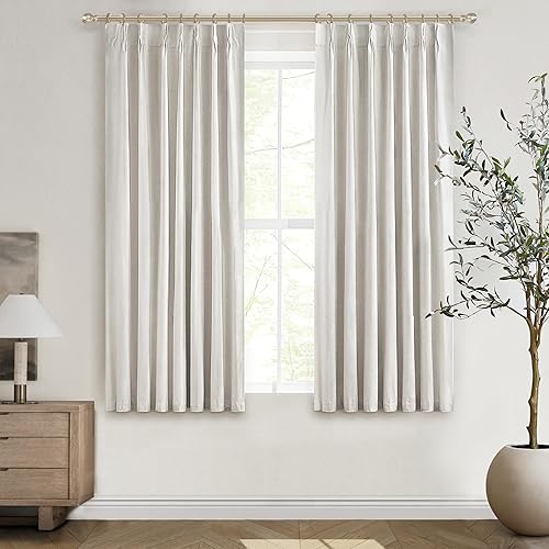 Miniatura 11 de Cortinas opacas térmicas 100% de 84 pulgadas de longitud, juego de 2 paneles para dormitorio, cortinas de ventana de lino con pinzas plegadas con