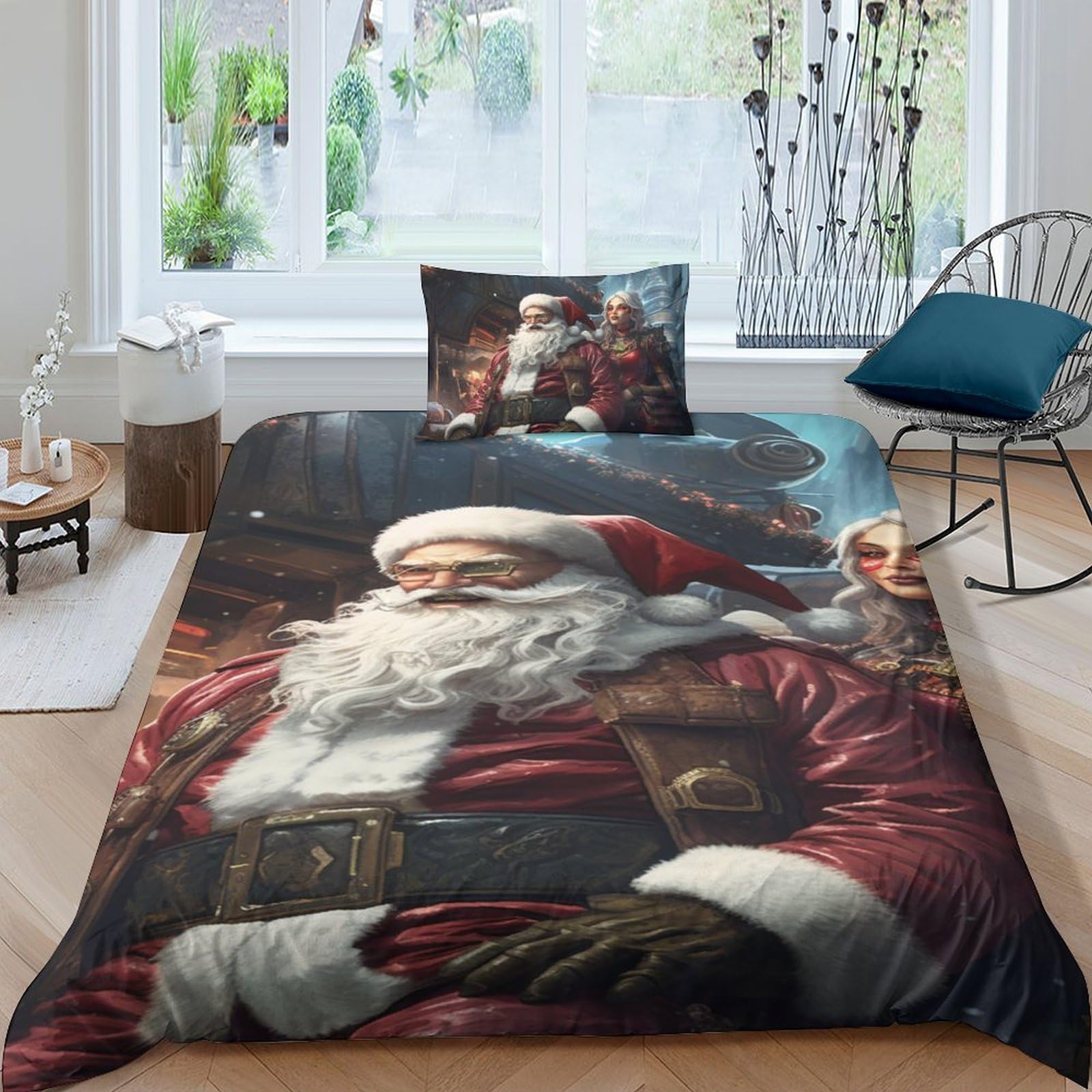 Parure de couette anti-allergie Noël SCOOVY lit 1 personne