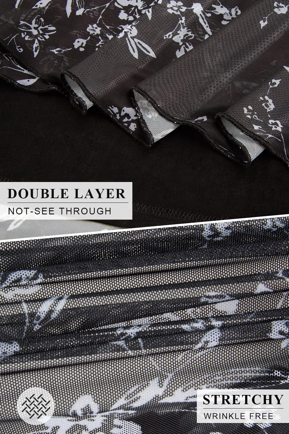 SeSe Code Womens Dressy 3/4 Sleeve Tunic Tops Asymmetric Hem Blouses Lightweight Mesh Shirt - Image 3