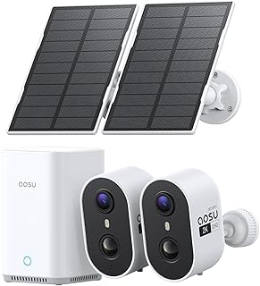 aosu 2K Überwachungskamera Aussen Akku Solar 2er-Kit mit Aosubase 2.0 ohne ABO 32GB Lokal Speicher Kabellose Kamera Überwachug Aussen PIR Bewegungssensor Licht Tonalarm 2-Wege-Audio Farb-Nachtsicht