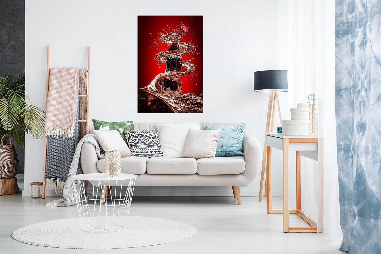 Panther Print Fine Art Prints Coca Cola Splash Drink Artistic Framed Canvas Print, Pictures for Home Walls, Bedroom, Living Room & Bathroom Decor 61x41cm (24x16in)