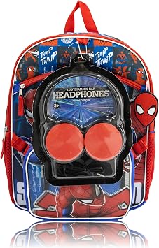 Marvel Spiderman Backpack Set for Boys | Spiderman Bookbag with Lunch Bag, Headphones, and Dangle | Kids School Spider-Man Backpack | Ages 3+