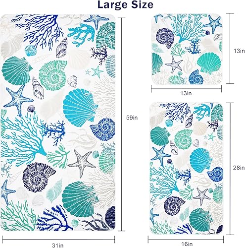 Miniatura 4 de FRAMICS Juego de 3 toallas de estilo marino con toalla de playa de gran tamaño, toalla de mano, toalla de cocina, toallas de playa absorbentes con