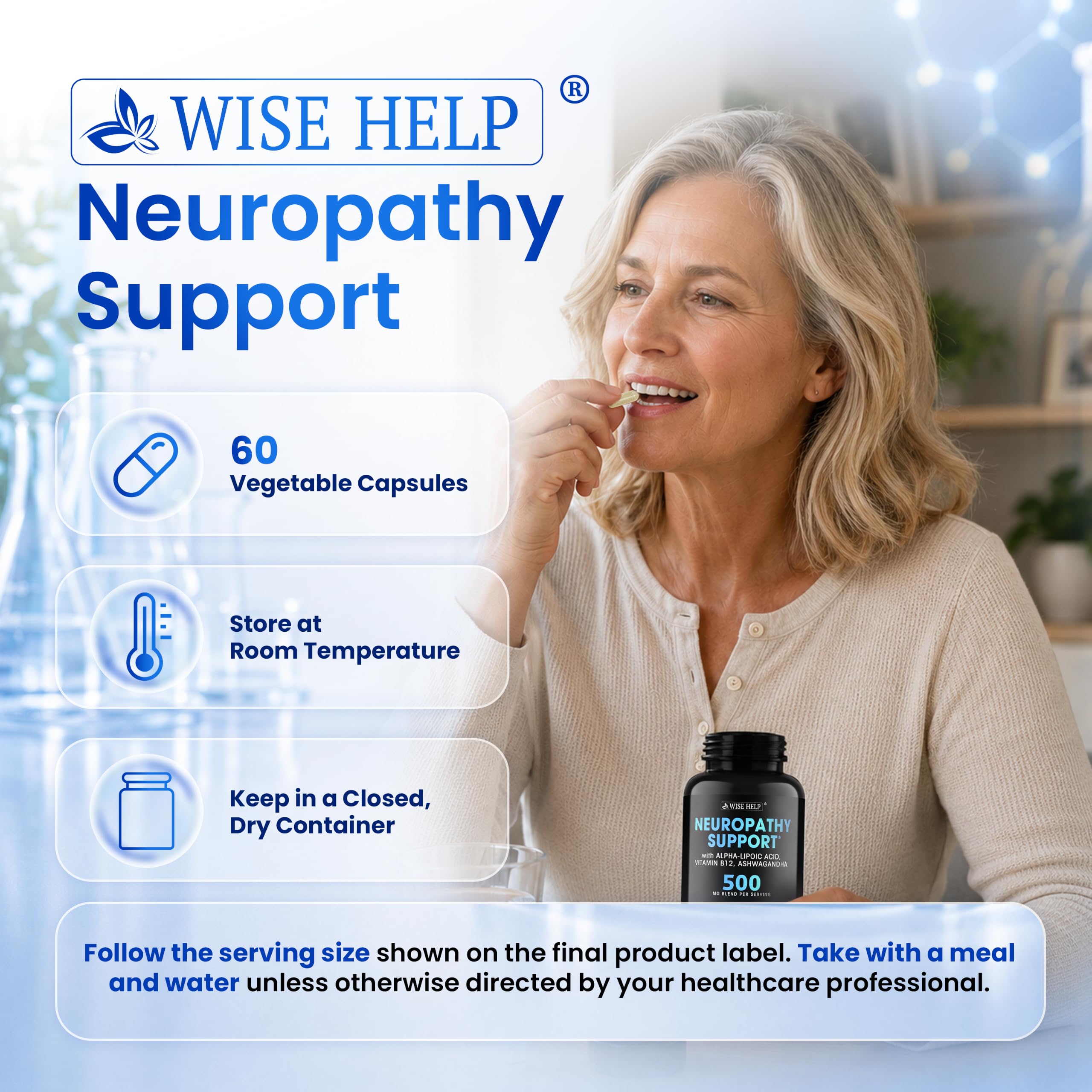 Wise Help Neuropathy Supplement, Alpha Lipoic Acid Nerve Support, 1-Pack — Amazon image 6