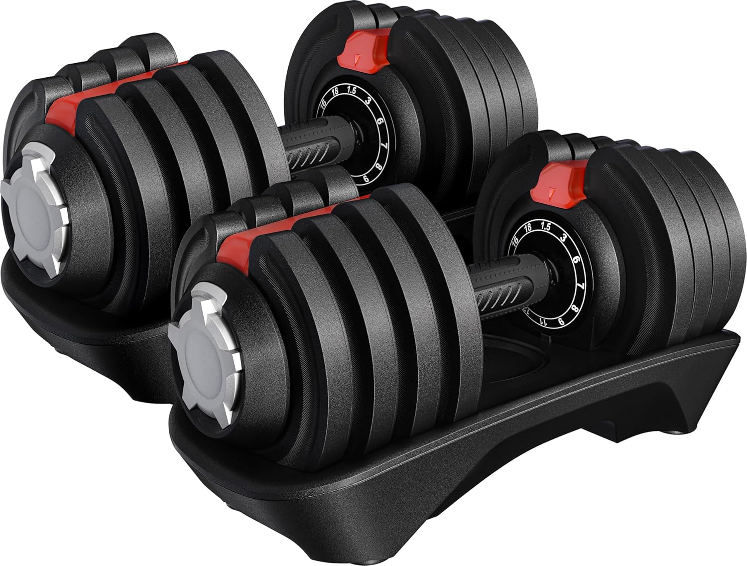 Yaheetech Space-Saving Adjustable Dumbbell Set – 12.5KG/18KG/24KG/40KG Weights with Safety Locking Mechanism, Home Gym Strength Training Equipment for Full Bodybuilding