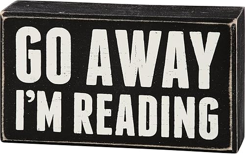 Primitives by Kathy 19422 Letrero de caja, 7" x 4", Estoy leyendo