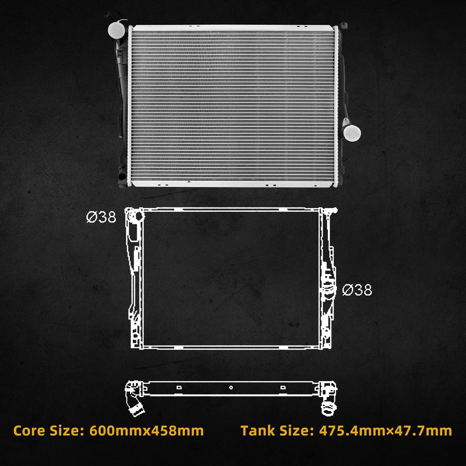 DWVO Radiator Complete Radiator Compatible with 2007-2013 BMW E82 E89 E90 E91, 17117562079
