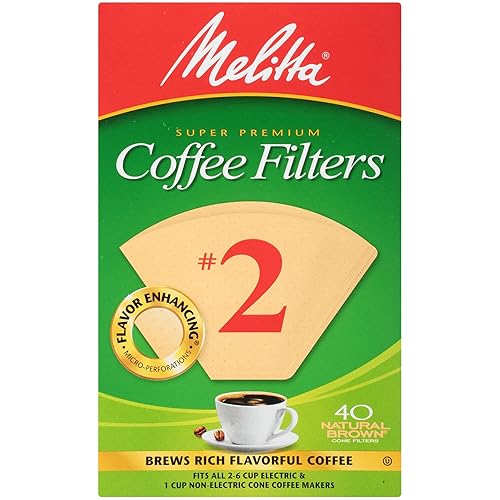Melitta Cono Filtros de café 40Count 2Color café Natural Marrón