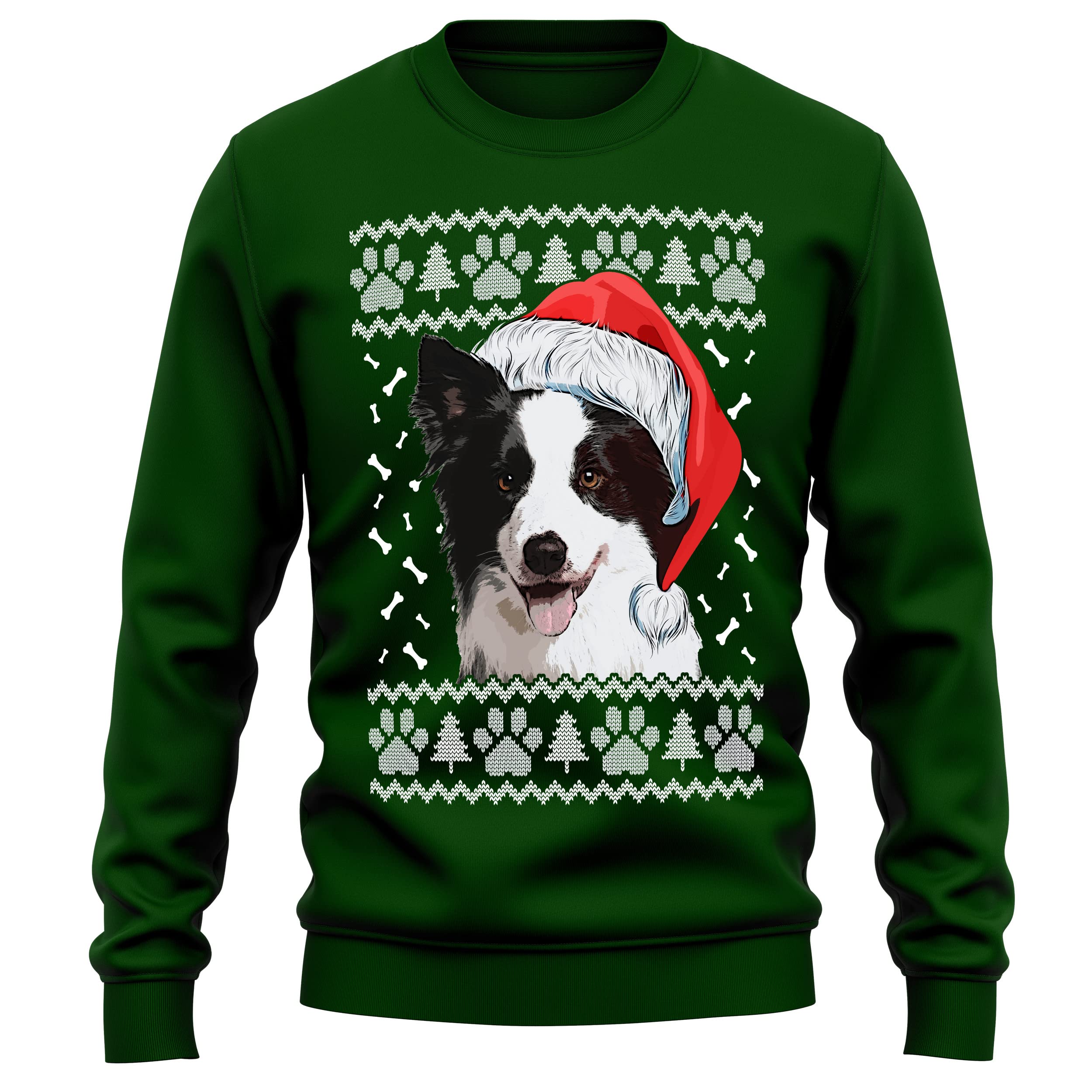 Purple Print House Border Collie Christmas Sweatshirt Adult Xmas Jumper For Dog Owner Gifts Autumn Winter Puppy Walks Sweater For Him and Her, XL, Bottle