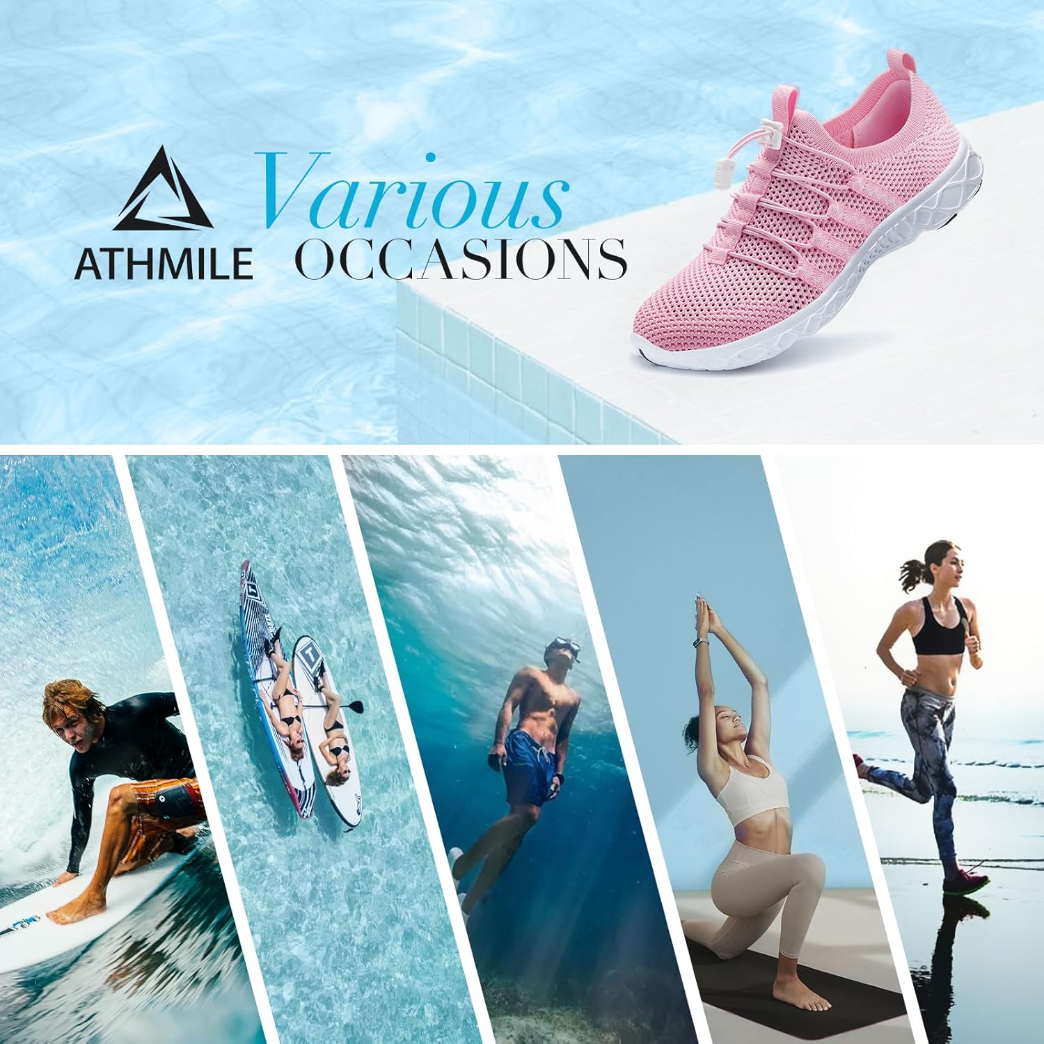 ATHMILE Water Shoes for Men Women Barefoot Hiking Swim River Shoes Adult Lake Pool Aqua Socks Beach Quick Dry for Hiking Surfing Kayaking Sport Accessories Camping Must Haves - Image 2