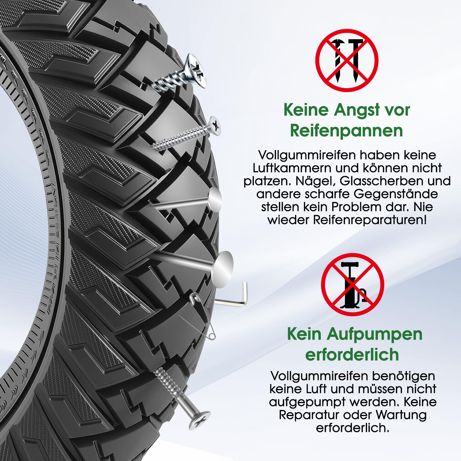 COASTA 80/65-6 Vollgummireifen,10x3 Solid Reifen, pannensicher Offroad | 255x80 E-Scooter Ersatzreifen, für Kukirin G3 Pro / G2 Max, Kugoo M4 Pro, Kaabo Wolf Warrior & Mantis 10 ,schwarz