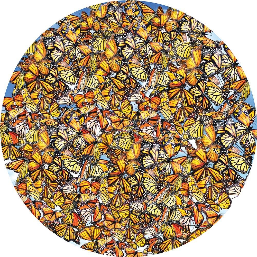SUNSOUT INC - Monarch Frenzy - 1000 pc Round Jigsaw Puzzle by Artist: Lori Schory - Finished Size 26" rd - MPN# 35047