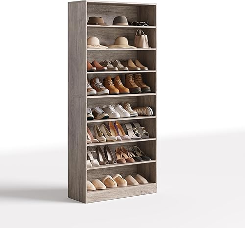 Miniatura 7 de LITTLE TREE Zapatero alto de 9 niveles con estante de almacenamiento abierto para entrada, 40-45 pares de gabinetes de almacenamiento independientes