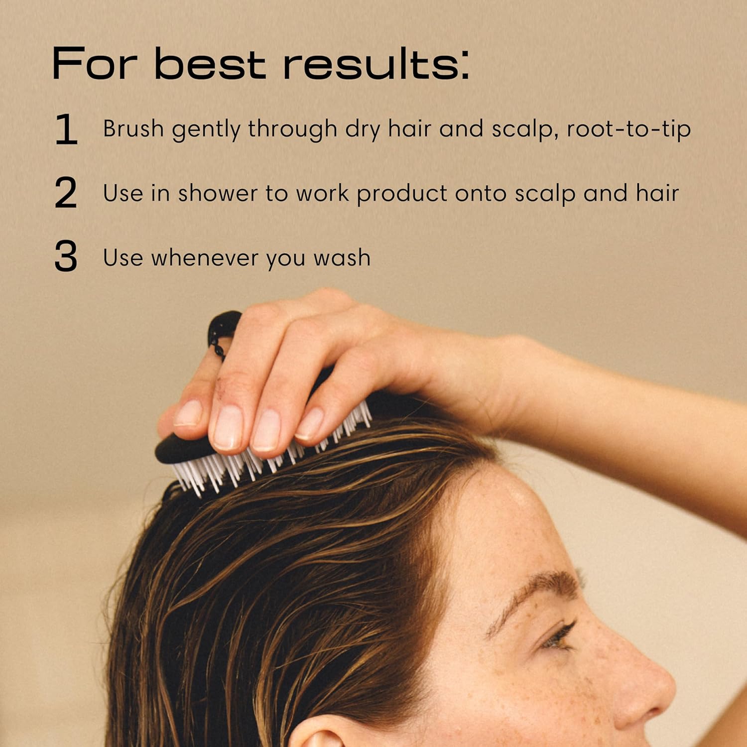 Jupiter Scalp Exfoliator - Scalp Massager Tool for Wet & Dry Hair - Ergonomic Detangler Brush - Dandruff Comb & Scrub to Remove Dandruff & Buildup and Support Circulation - Black/White - Image 5