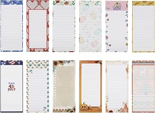 Creative Hobbies 12-Pack Monthly Magnetic Notepads - Vibrant Seasonal Designs for January to December