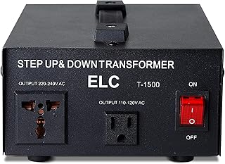 ELC T Series 1500+ Watt Voltage Converter Transformer - Step Up/Down - 110v to 220v / 220v to 110v Power Converter - Circuit Breaker Protection, CE Certified [3-Years Warranty]