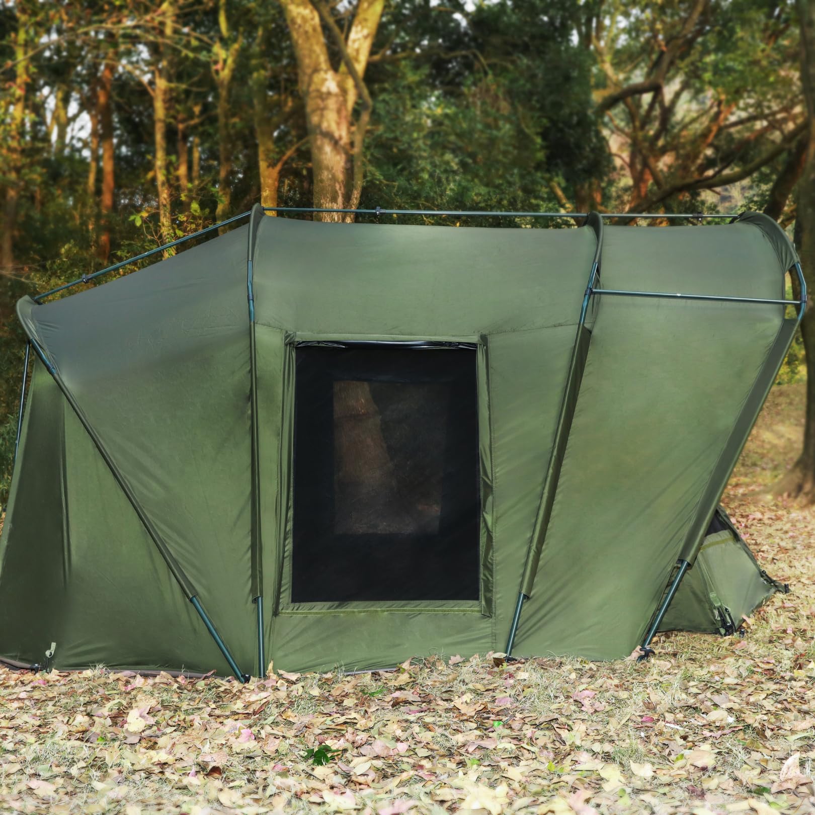 MK-Angelsport Fort Knox Air 4 Mann Angelzelt Dark Night 2.0 – wasserdichtes, abgedunkeltes Bivvy | Sturmresistentes, wasserdichtes Karpfenzelt mit dunkler Innenbeschichtung und Moskitonetzen
