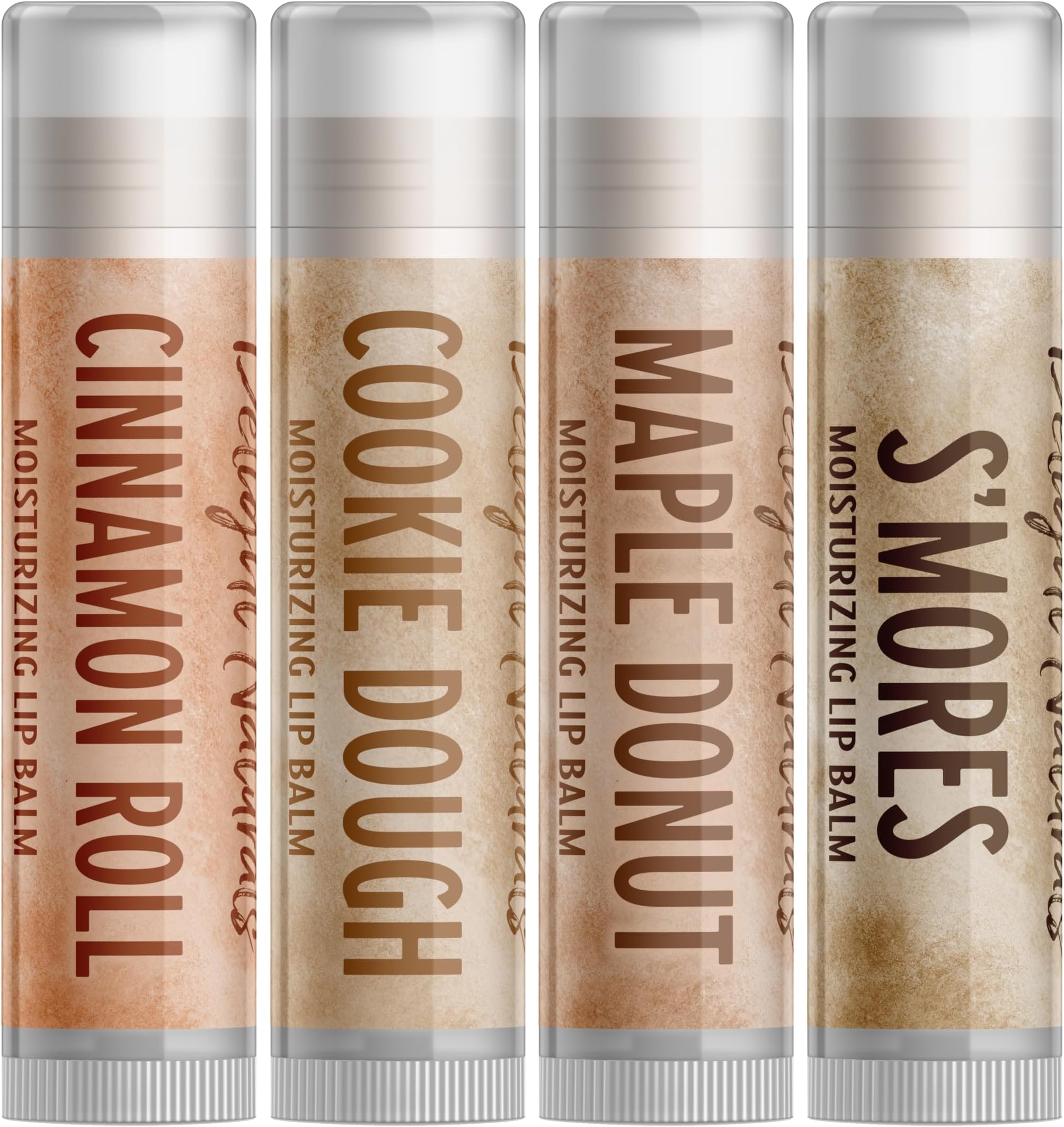 Awfully Sweet Lip Balm Gift Set - Cinnamon Roll, Cookie Dough, Maple Donut, and S'mores