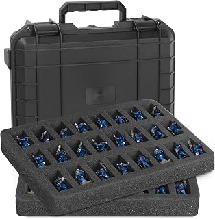 Miniature Storage Figure Case, Miniature Sturdy Hard Case TORIBIO 48 Slot Figurine Minature Carrying Case, Compatible with Warhammer 40k, Dungeons & Dragons and More