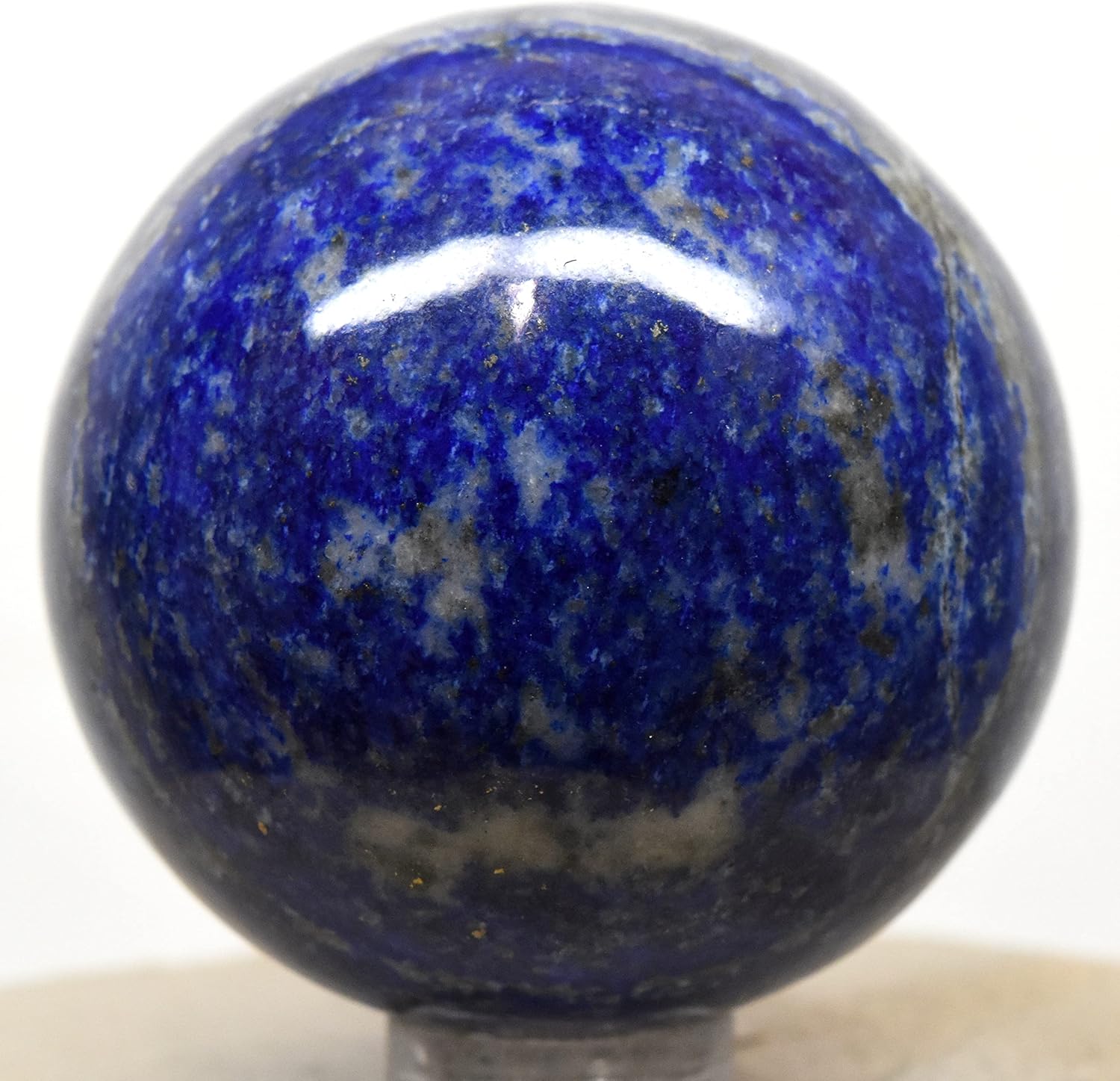47mm Blue Lapis Lazuli w/Pyrite Sphere Natural Sparkling Mineral Decor Ball Polished Crystal Stone - Afghanistan + Stand