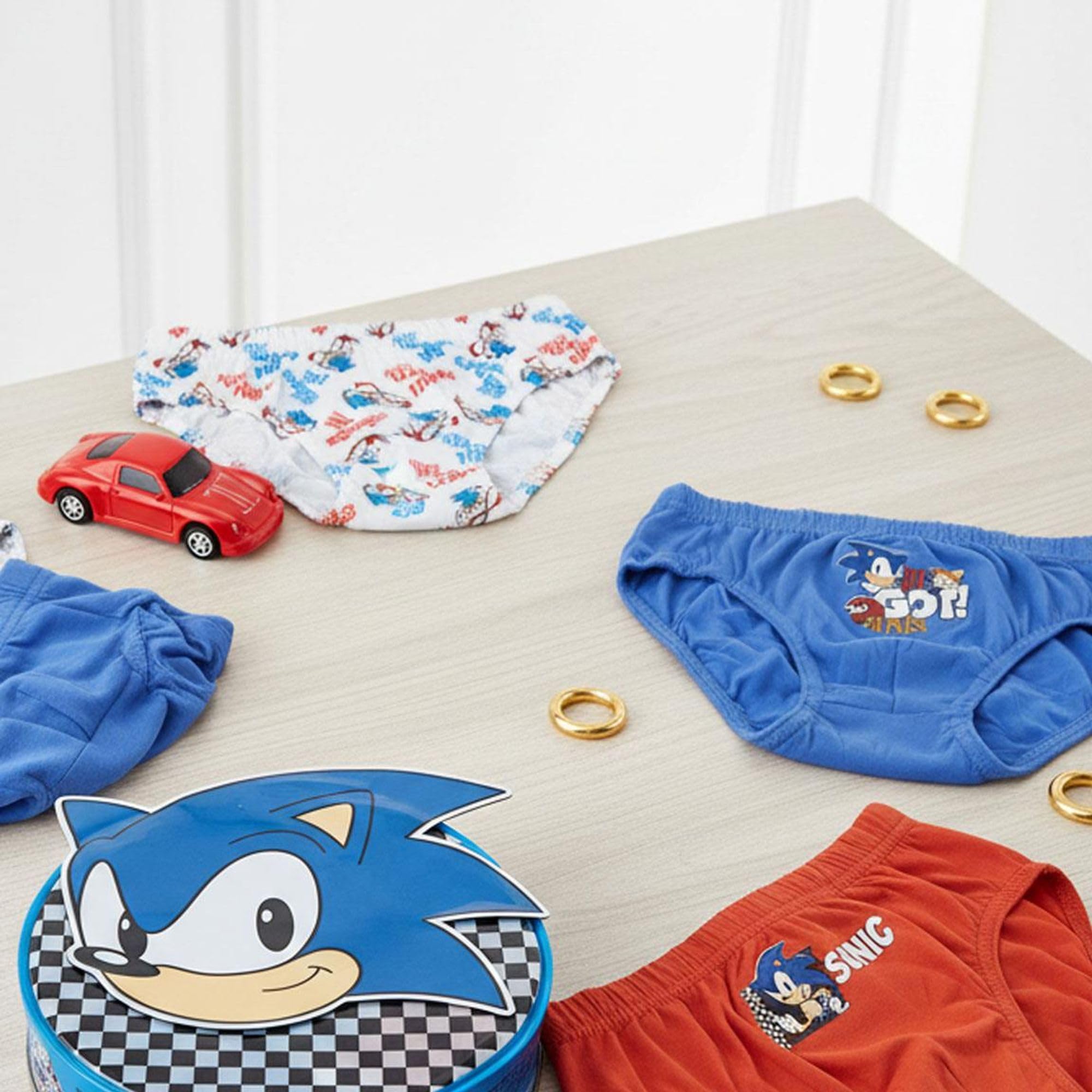 Pack 5 Calzoncillos y Neceser Sonic - Ropa Interior Niña Algodón Suave y Transpirable, Braguitas Disney Ajustables y Cómodas, 2-3 Años