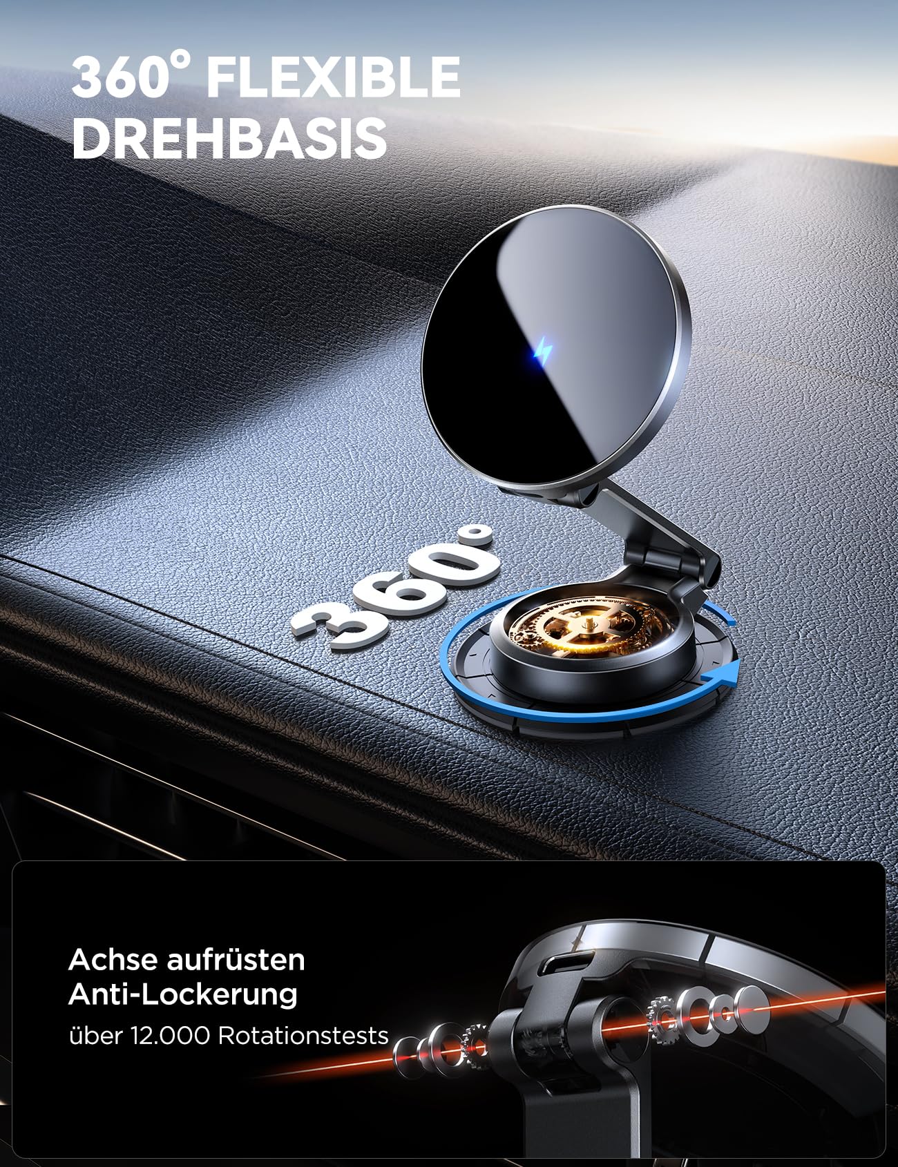 JOYROOM MagSafe Autohalterung mit Ladefunktion für Armaturenbrett [Vollmetall & Faltbar] 15W MagSafe Ladegerät Auto, Magnetische Wireless Charger Auto für iPhone 17 16 15 14 13 12 Pro Max Air Plus