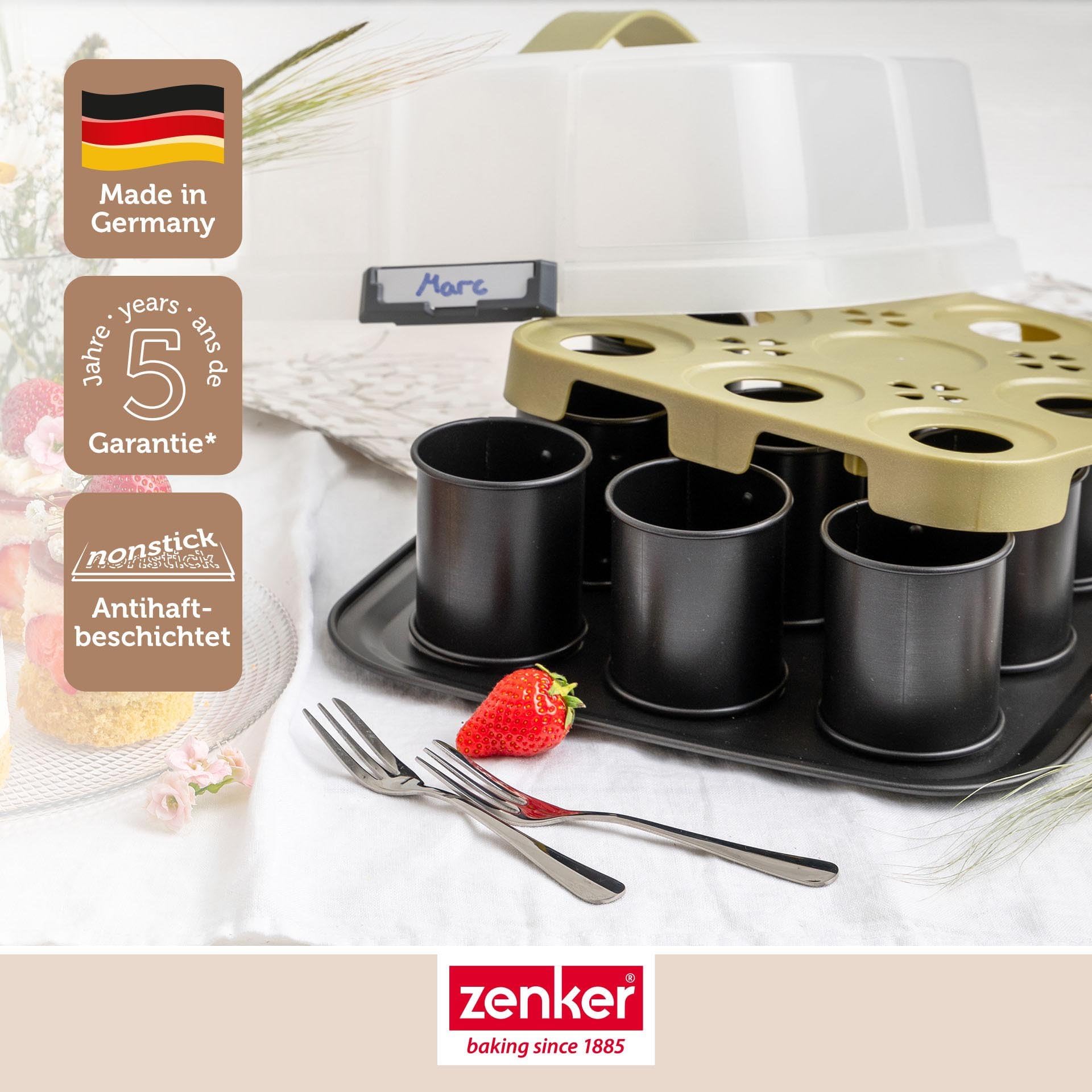 Zenker Bake, Click & Go blacha do tortów z pokrywką – 29 x 29 x 7 cm – forma do pieczenia z pasującą pokrywką do bezpośredniego transportu – forma do pieczenia i transportu